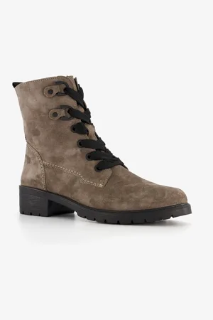 Hush Puppies Suede dames veterboots taupe