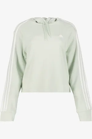 adidas Essentials 3-Stripes Crop dames hoodie mint