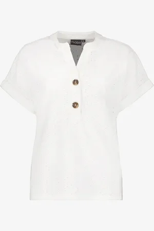 TwoDay Dames embroderie T-shirt met knopen