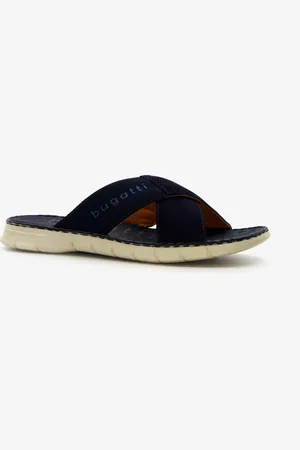 Bugatti Leren slippers met leren voetbed