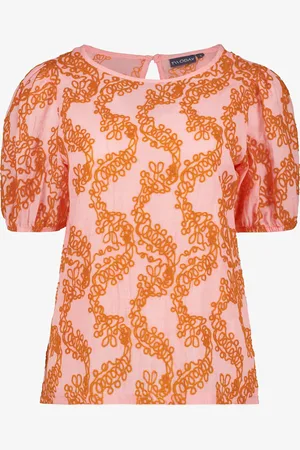 TwoDay Dames top met oranje borduursels