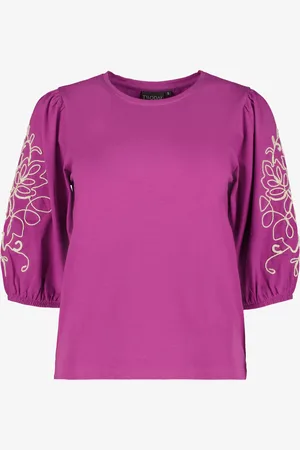 TwoDay Dames top met geborduude mouwen