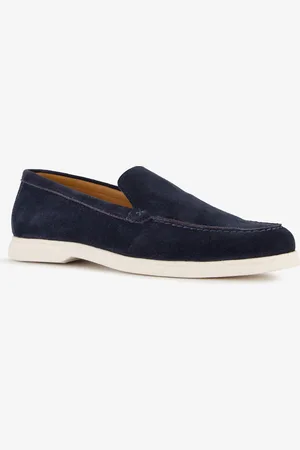 Van Beers Suede heren instappers donkerblauw