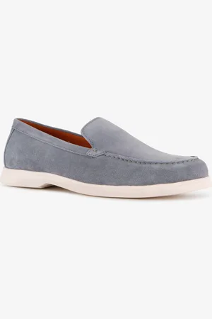 Van Beers Suede heren instappers lichtblauw