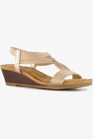 Blue Box Dames sandalen met sleehak champagne