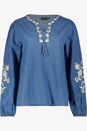 TwoDay Dames denim blouse met borduursels