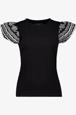 TwoDay Dames top met vlindermouwen zwart