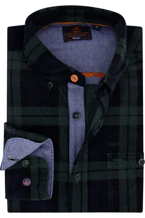 New Zealand Casual overhemd normale fit groen geruit katoen