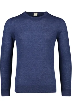 Olymp Level 5 pullover ronde hals navy scheerwol