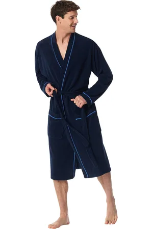 Schiesser Badjas Original Classics blauwe piping