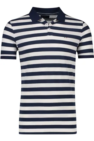 Portofino Polo korte mouw blauw wit gestreept