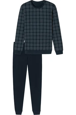 Schiesser Fine Interlock pyjama set navy geprint katoen
