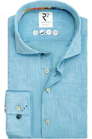 R2 Westbrook Overhemd slim fit gemêleerd linnen