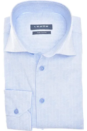 Ledub Zakelijk overhemd lange mouw Modern Fit New normale fit gemêleerd katoen