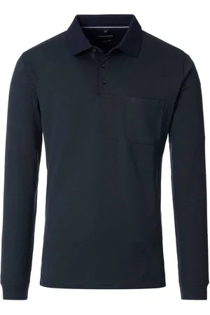 Casa Moda Polo lange mouw donkergroen 3 knoops borstzak