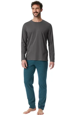 Schiesser Pyjama antraciet met print