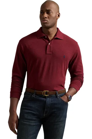 Ralph Lauren Polo lange mouw rood effen Big&Tall