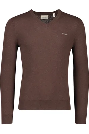 GANT Bruine trui lamswol v-hals
