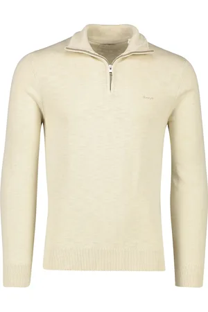 GANT Katoenen trui half zip gemêleerd