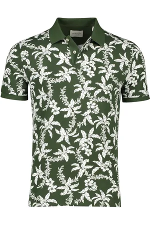 GANT Polo donkergroen bladeren print