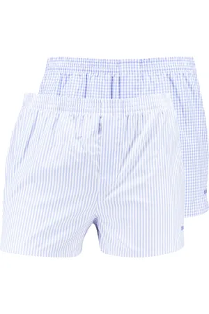 HUGO BOSS Boss boxershorts blauw-wit gestreept-geruit 2-pack