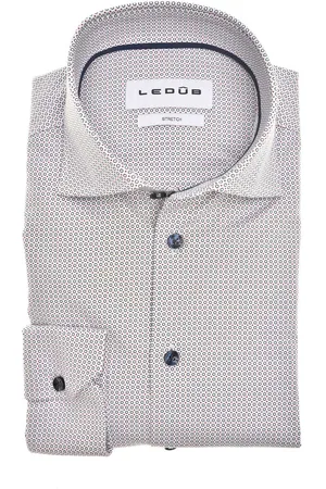 Ledub Overhemd geprint blauw lange mouw normale fit