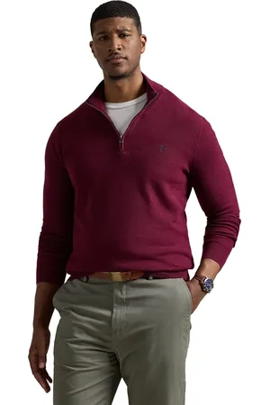 Ralph Lauren Trui katoen half zip rood effen