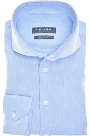 Ledub Business overhemd lange mouwen Modern Fit New normale fit gemêleerd linnen