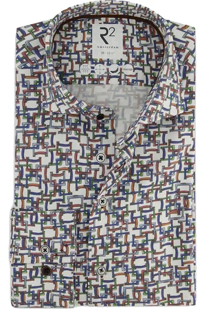R2 Westbrook Overhemd multicolor geprint slim fit