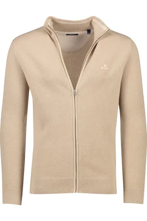 GANT Vest opstaande kraag rits effen katoen met logo