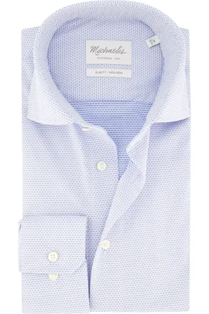 Michaelis Geprint slim fit strijkvrij overhemd katoen