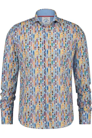 A fish named fred Slim fit overhemd multicolor geprint katoen