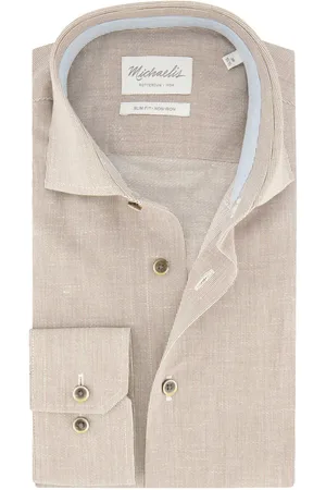 Michaelis Geprint slim fit overhemd katoen strijkvrij