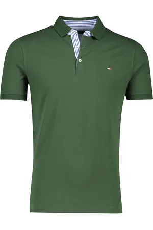 Portofino Poloshirt donkergroen 3-knoops korte mouw katoen