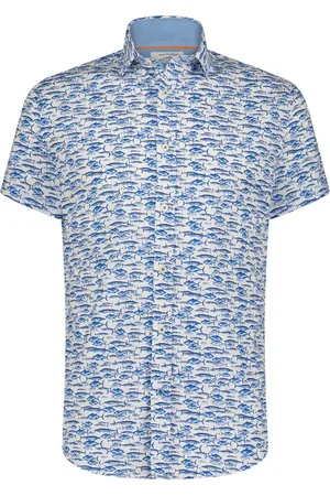 A fish named fred Overhemd korte mouw slim fit geprint