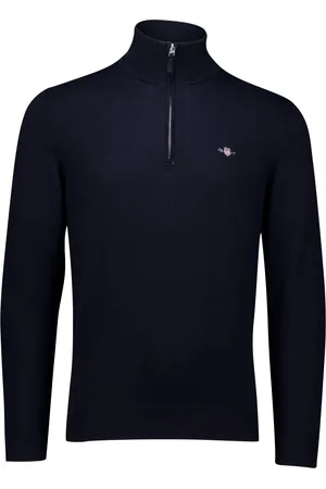 GANT Trui half zip effen normale fit katoen