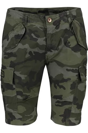 Aeronautica Militare Korte broek donkergroen geprint katoen Comfort Fit