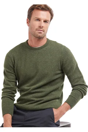 Barbour Donkergroene trui ronde hals normale fit wol