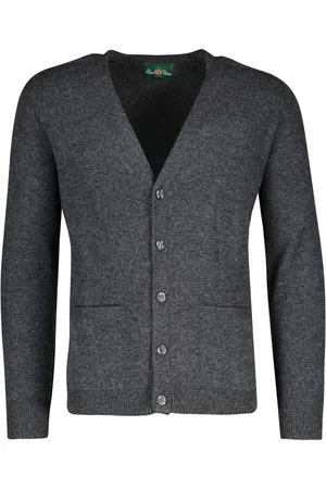 Alan Paine Lamswollen vest antraciet knopen