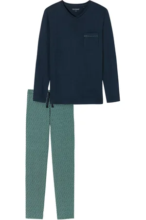 Schiesser Pyjama groen geprint katoen