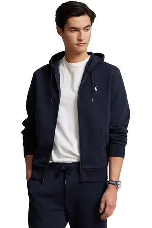 Ralph Lauren Vest opstaande kraag rits effen katoen met capuchon