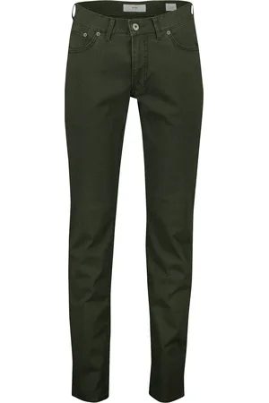 Brax Broek Chuck donkergroen geprint katoen normale fit