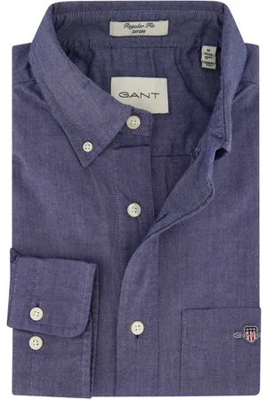 GANT Casual overhemd Regular Fit Oxford effen katoen witte knopen