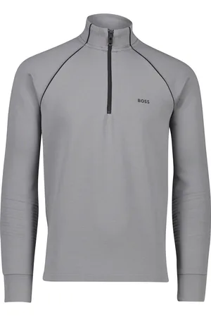 HUGO BOSS BOSS Green Sweat 1 sweater half zip effen katoen