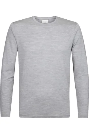 Profuomo T-shirt lange mouw lichtgrijs