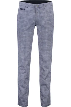 COM4 Modern chino geruit katoen