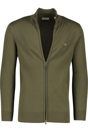GANT Vest opstaande kraag rits effen katoen met logo