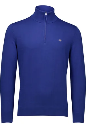 GANT Half zip trui effen normale fit katoen