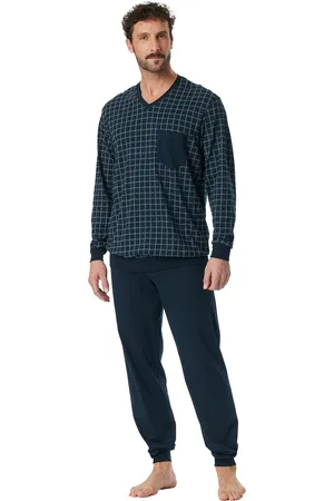 Schiesser Pyjama navy geruit