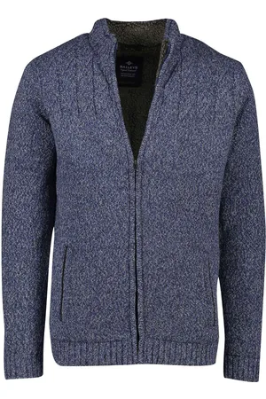 Baileys Vest extra lange mouw blauw gebreid fleece gevoerd